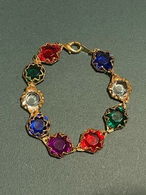 Vintage Sparkling Multi Colored Australian Crystal Bracelet